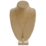 Wholesale long cable chain necklace natural stone pendant metal bar accent Penda