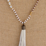Wholesale long iridescent beaded necklace tassel pendant Pendant overall