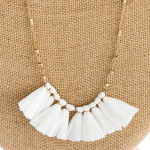 Wholesale long link bar chain necklace raffia tassel pendant