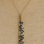 Wholesale long dainty cable chain necklace iridescent beaded tassel pendant Pend