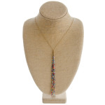 Wholesale long dainty cable chain necklace iridescent beaded tassel pendant Pend