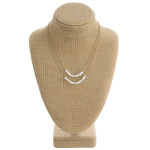 Wholesale dainty double layered necklace natural stone block beaded details