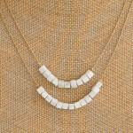 Wholesale dainty double layered necklace natural stone block beaded details