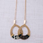 Wholesale hammered teardrop pendant necklace snakeskin wire wrapped details Pend