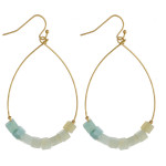 Wholesale metal teardrop earrings amazonite natural stone beaded details