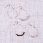 Wholesale metal teardrop earrings amazonite natural stone beaded details
