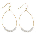 Wholesale metal teardrop earrings white natural stone beaded details