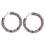 Wholesale large hoop earrings multicolor silver rhinestones diameter