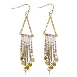 Wholesale chain link triangle earrings seed beaded tassels gold disc accents