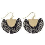 Wholesale feather inspired tassel earrings snakeskin print gold metal accent