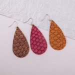 Wholesale long genuine leather drop earring scale details Approximate
