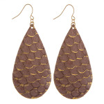 Wholesale long genuine leather drop earring scale details Approximate