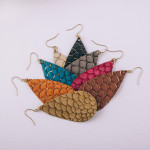 Wholesale long genuine leather drop earring scale details Approximate