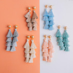 Wholesale long tassel earring gold post Approximate