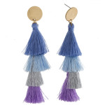 Wholesale long drop earrings fanned tassel details stud post