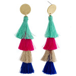 Wholesale long drop earrings fanned tassel details stud post