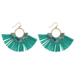 Wholesale metal drop earrings wood inspired pattern accent tassel details