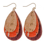 Wholesale cork inspired earrings trio teardrop accents