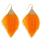 Wholesale long drop earrings neon tassel details gold metal accents