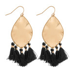 Wholesale metal plated drop earrings black tassel accents