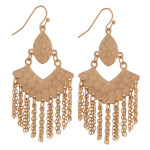 Wholesale long metal plated drop earrings metal accents tassel details