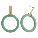 Wholesale circular wood earrings gold metal stud accent