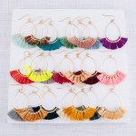 Wholesale dainty teardrop earrings neon tassel details gold accents