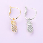 Wholesale dainty hoop earrings pineapple accent cubic zirconia details