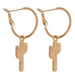 Wholesale dainty hoop earrings cactus accent cubic zirconia details