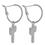 Wholesale dainty hoop earrings cactus accent cubic zirconia details