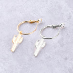 Wholesale dainty hoop earrings cactus accent cubic zirconia details