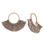 Wholesale circular metal earrings enamel raffia tassel details stud post