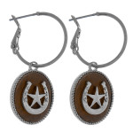 Wholesale dainty hoop earrings faux leather accent horseshoe star details
