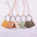 Wholesale faux leather cord necklace circular pendant snakeskin wrapped details