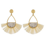 Wholesale teardrop earrings cork inspired details raffia tassel accents