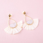 Wholesale teardrop earrings cork inspired details raffia tassel accents