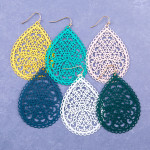 Wholesale long filigree inspired teardrop earrings