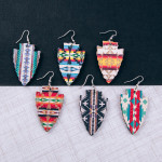 Wholesale wood inspired arrowhead earrings western print pattern details
