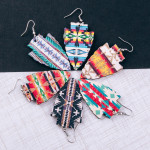 Wholesale wood inspired arrowhead earrings western print pattern details