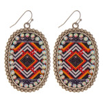 Wholesale metal drop earrings faux leather western center detail rhinestone acce