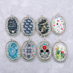 Wholesale metal drop earrings faux leather western cactus print center detail rh