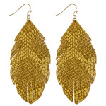 Wholesale metallic faux leather snakeskin feather earrings