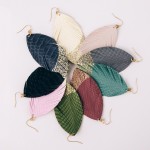 Wholesale thin faux leather gold metallic feather earrings