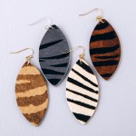 Wholesale cowhide zebra print drop earrings