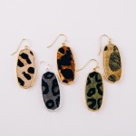 Wholesale leopard print cowhide encased drop earrings
