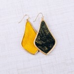 Wholesale cowhide encased arabesque drop earrings