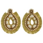Wholesale seed beaded felt teardrop tassel boho earrings