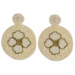 Wholesale seed beaded felt flower disc earrings diameter