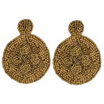 Wholesale seed beaded felt flower disc earrings diameter