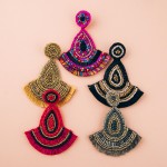 Wholesale seed beaded felt teardrop tassel boho earrings